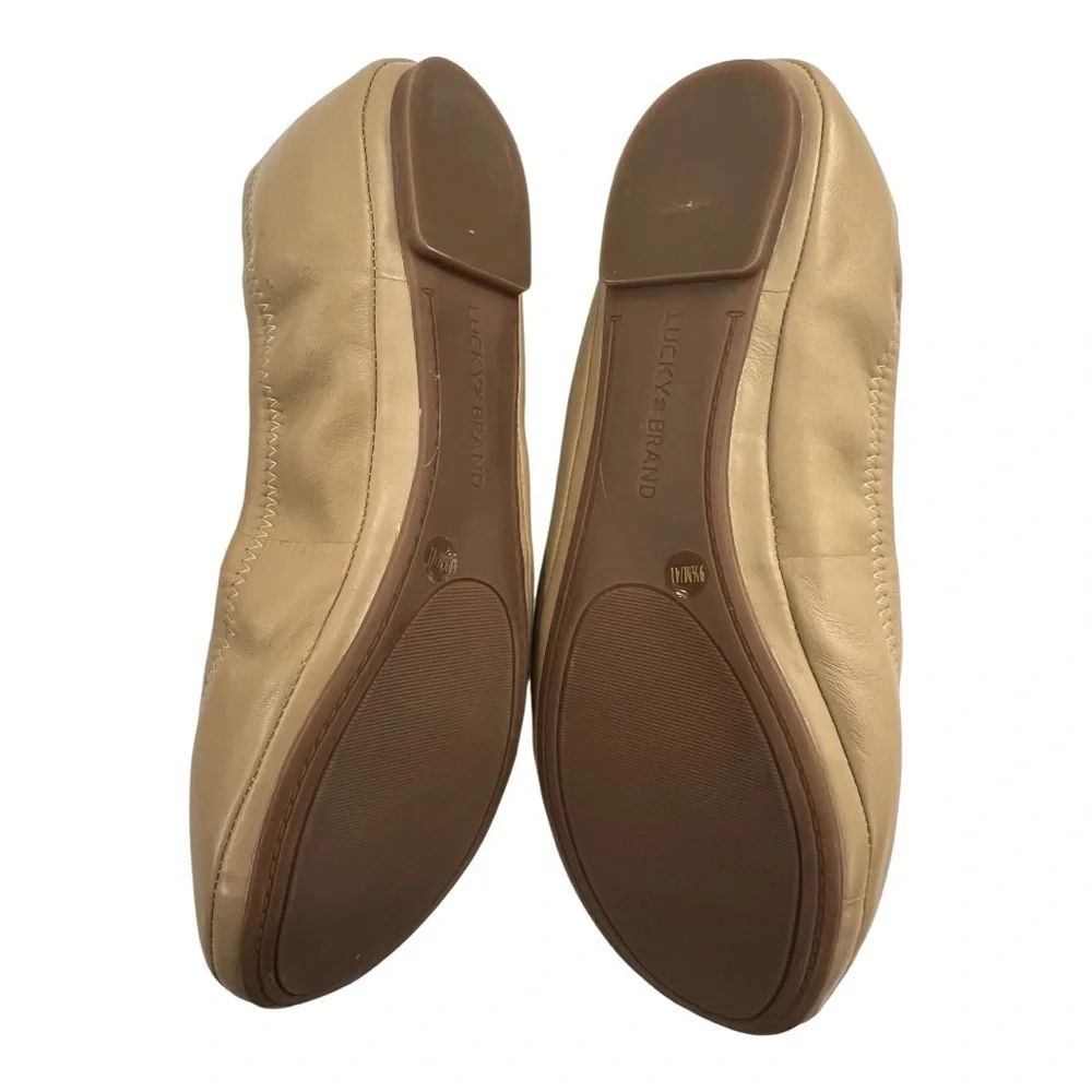 Lucky Brand Women's Beige Leather Ballet Flats Size 9.5 Preowned Like New